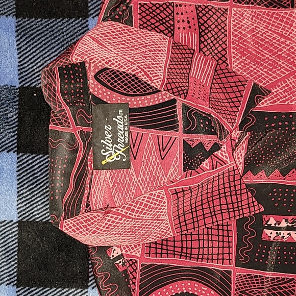 Vintage. Made in USA. Silver Threads. 💯 Polyester. Button- down. Women's XL - Picture 8 of 16